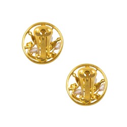 Σκουλαρίκια με λευκά μαργαριτάρια και βάση από ατσάλι με κλιπ - F126874